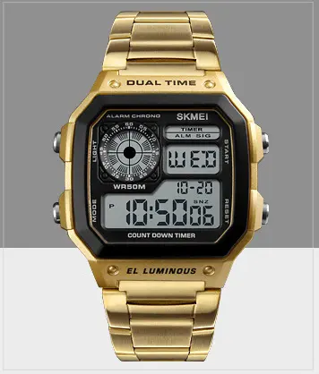 Business steel belt electronic watch double display