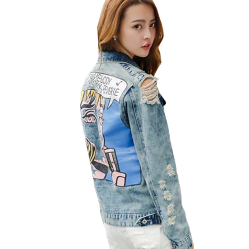 Broken hole denim jacket