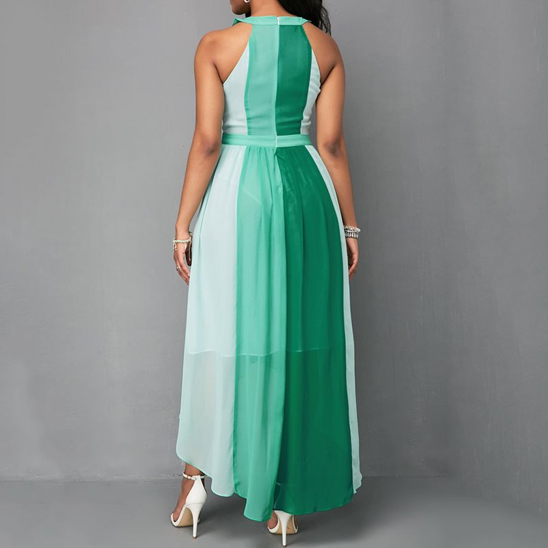 Hanging neck contrast color dress