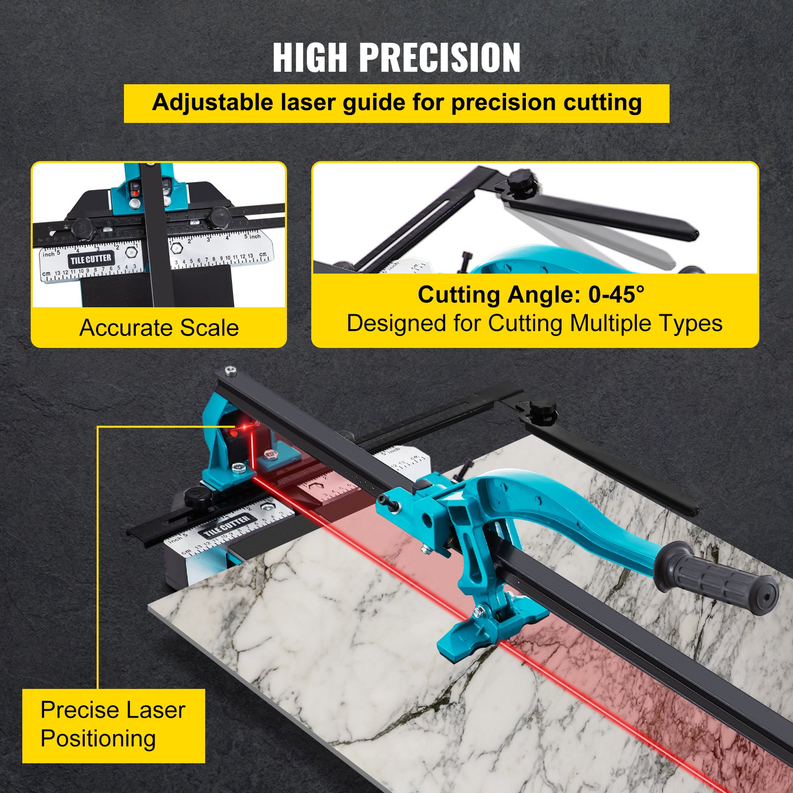 61 Cm Tile Cutter Single Rail Double Brackets Manual Tile Cutter 1.5 Cm Cap W,Precise Laser Manual Tile Cutter Tools For Precision Cutting
