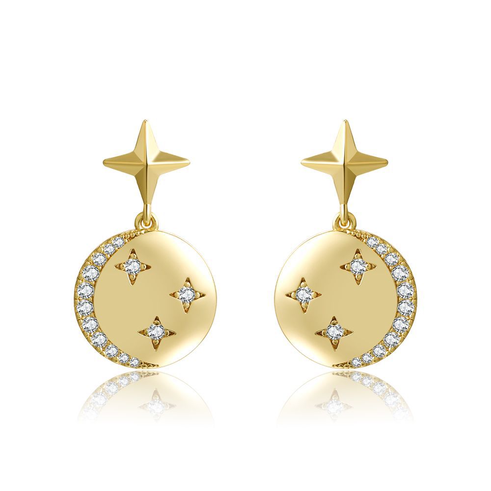 Round Planet Earrings 18K Gold Color Preserving Jewelry