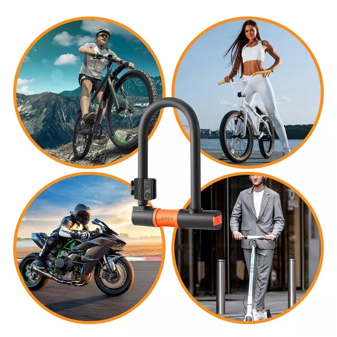 U Shaped Bike Lock With Two Keys Heavy Duty Cable With Bracket Bicycle Lock 2