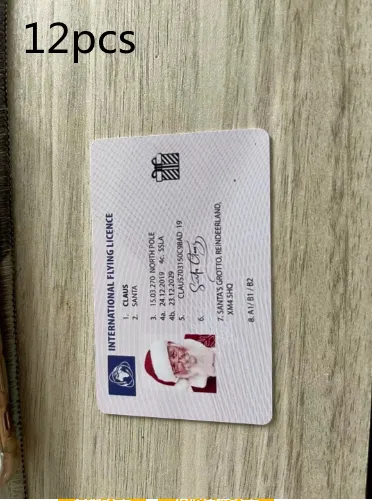 Explosive Santa Claus Driver's License Christmas Creative Gifts Funny Greeting Cards - A 12Pcs