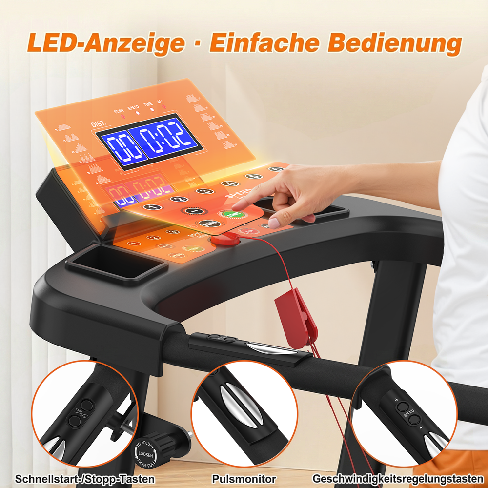 EU Treadmills For Home, Advanced Treadmills For Recovery Fitness, Portable Folding Treadmills For Seniors With Optional APP Control, 120Kg Capacity Treadmill