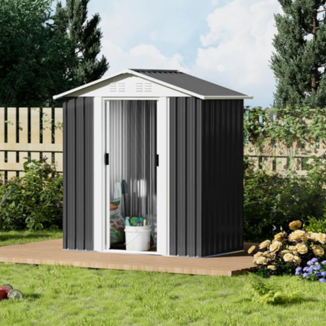 5FTx3FT Pent Roof Grey Outdoor Tool Bike Storage Garden Shed Tool House