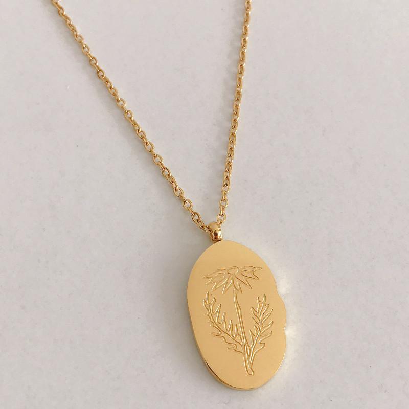 Stainless Steel December Flower Birth Necklace Month