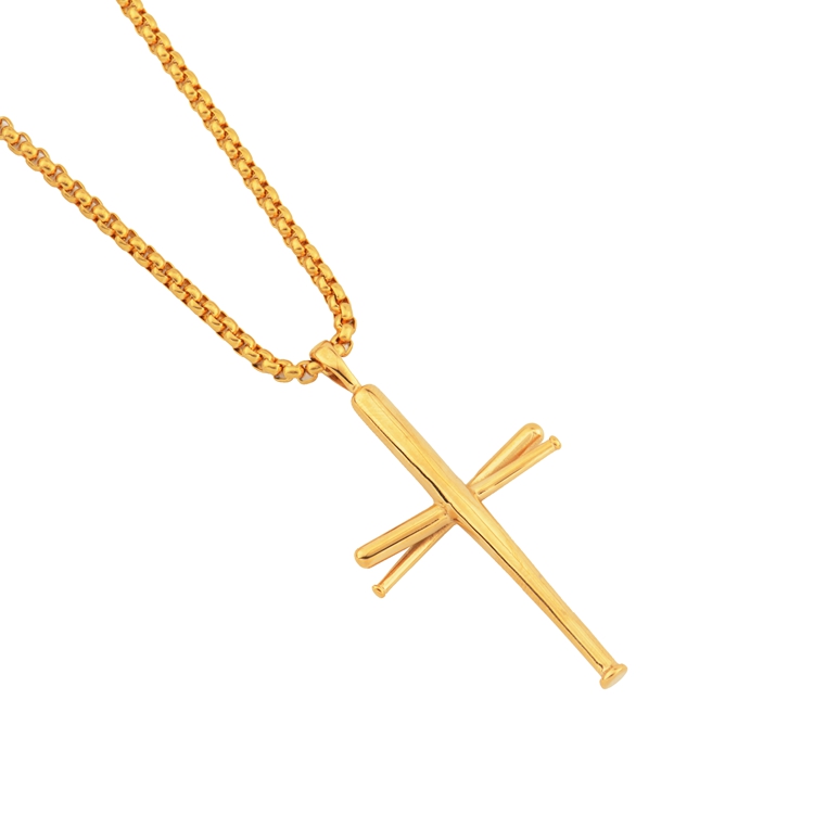 Ожерелье в стиле хип-хоп с крестом из бейсбольной биты