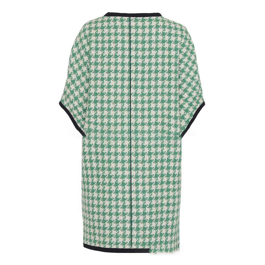 Loose round neck houndstooth coat