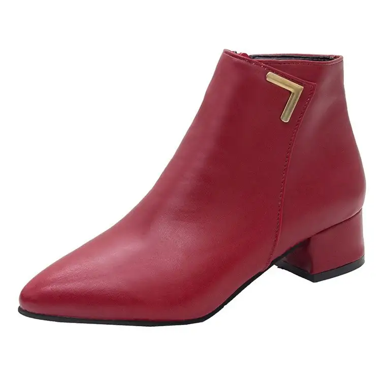 Pointy toe thick heel Martin boots
