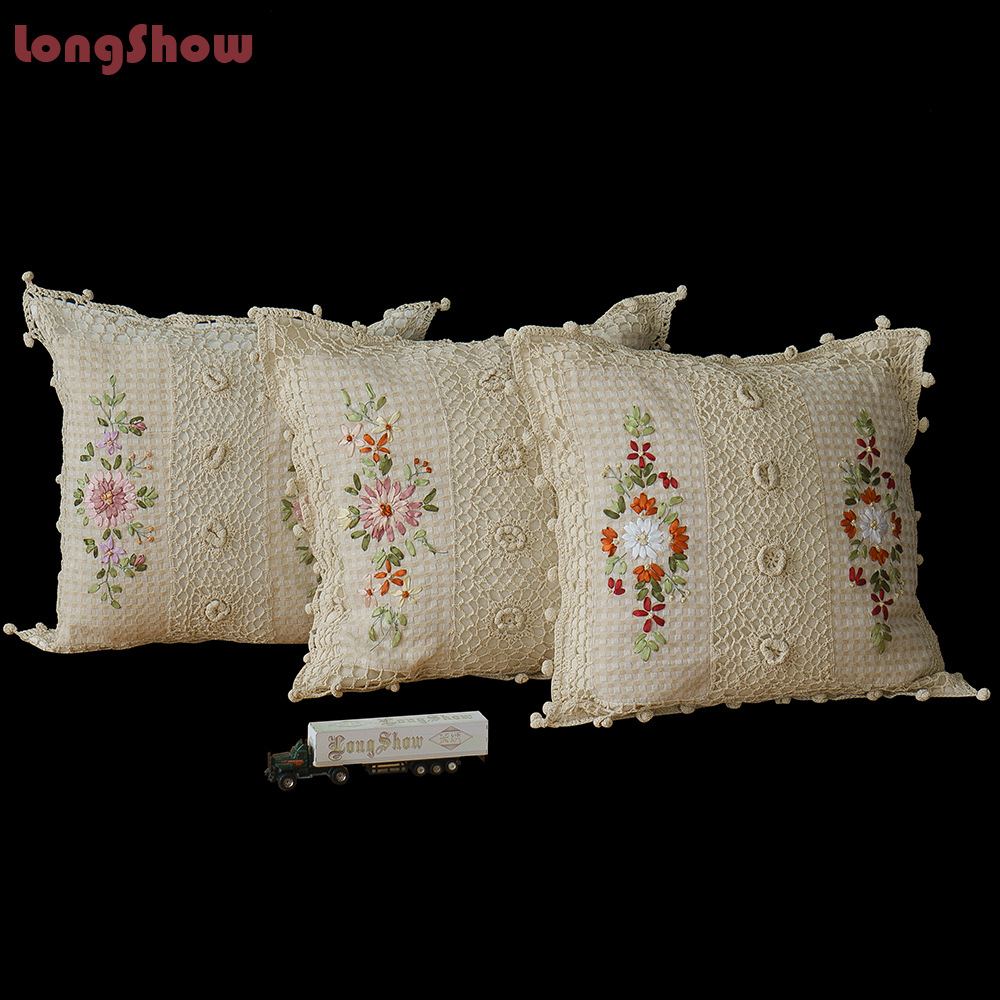 Cotton Pillow Case Satin Embroidered Cushion