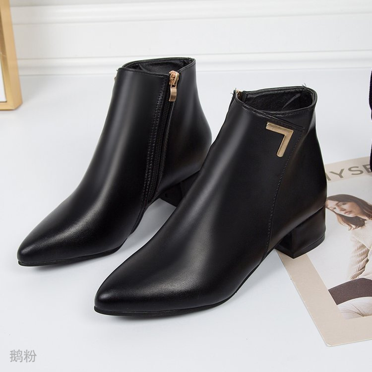 Pointy toe thick heel Martin boots