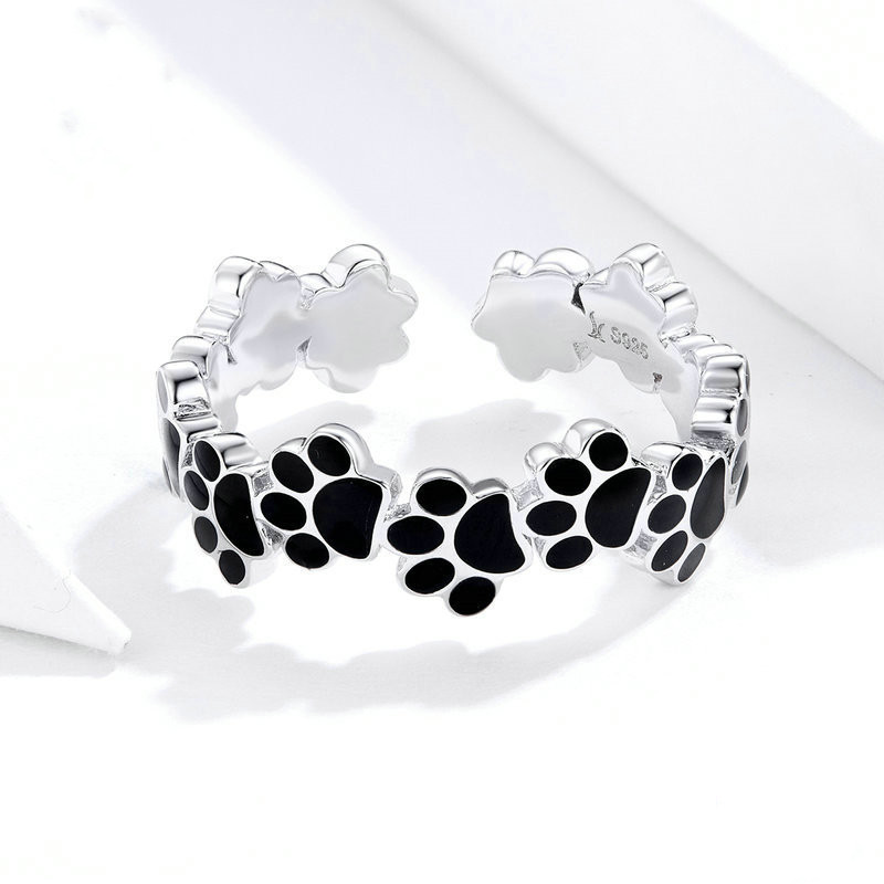 Cute pet claw ring stud earrings s925 sterling silver suit
