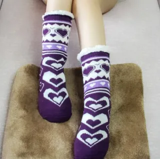 Thickened and velvet silicone non-slip adult floor socks indoor warm foot cover - 7-One Size