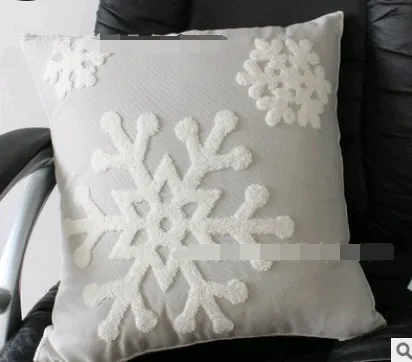 Cotton Embroidered Flower Snowflake Christmas Series Pillow Cushion Cover Gray - Shop at LoveMi