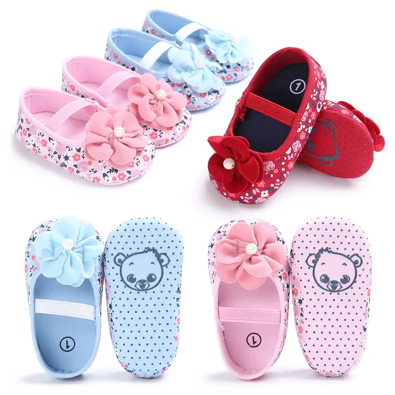 Spring and autumn new style baby girl little flower princess soft bottom indoor baby shoes