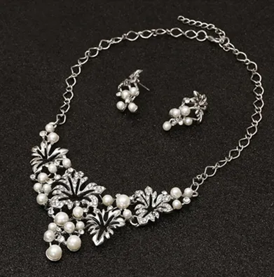 Europe And The United States Sell Hot Money Network Pearl Necklace Set Bridal Jewelry Set 9093 Silver 5 - Shop at LoveMi