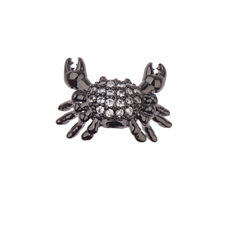 Amader Top Copper Crab Charm Beads For Jewelry Making Animal Brass Micro Pave Cubic Zirconia Wholesale For Women BD1011