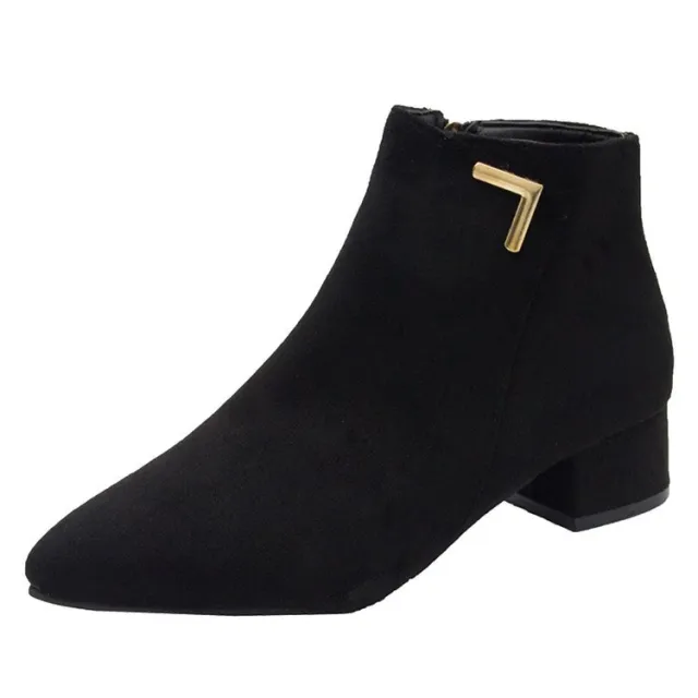 Pointy toe thick heel Martin boots Black - Shop at LoveMi