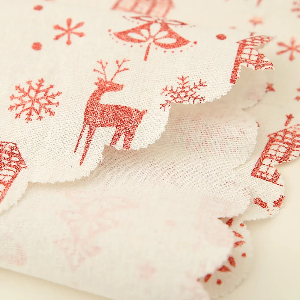 Christmas decorative linen print snowflake with tassel table mat – image 2