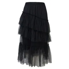 Leopard print high waist mesh skirt - Black - View 1