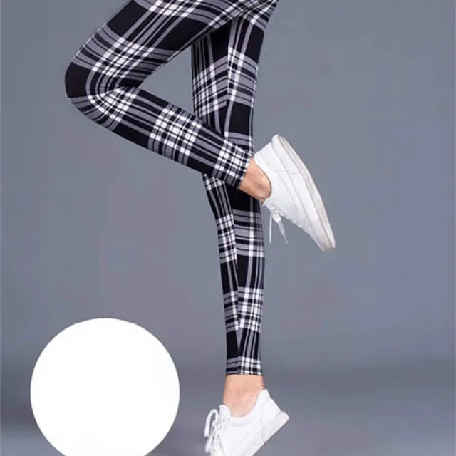 Milk silk check leggings Black White - Shop at LoveMi