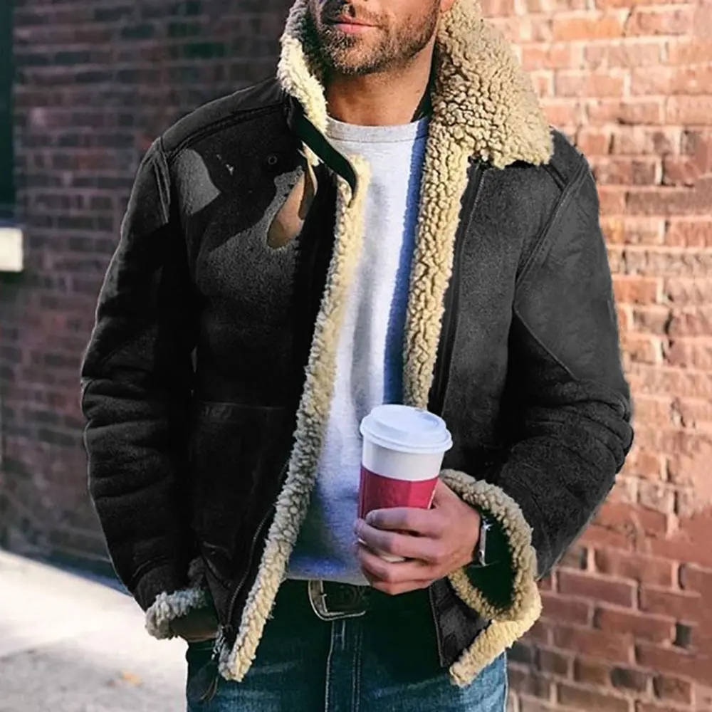 Men's Faux Leather Velvet Jacket