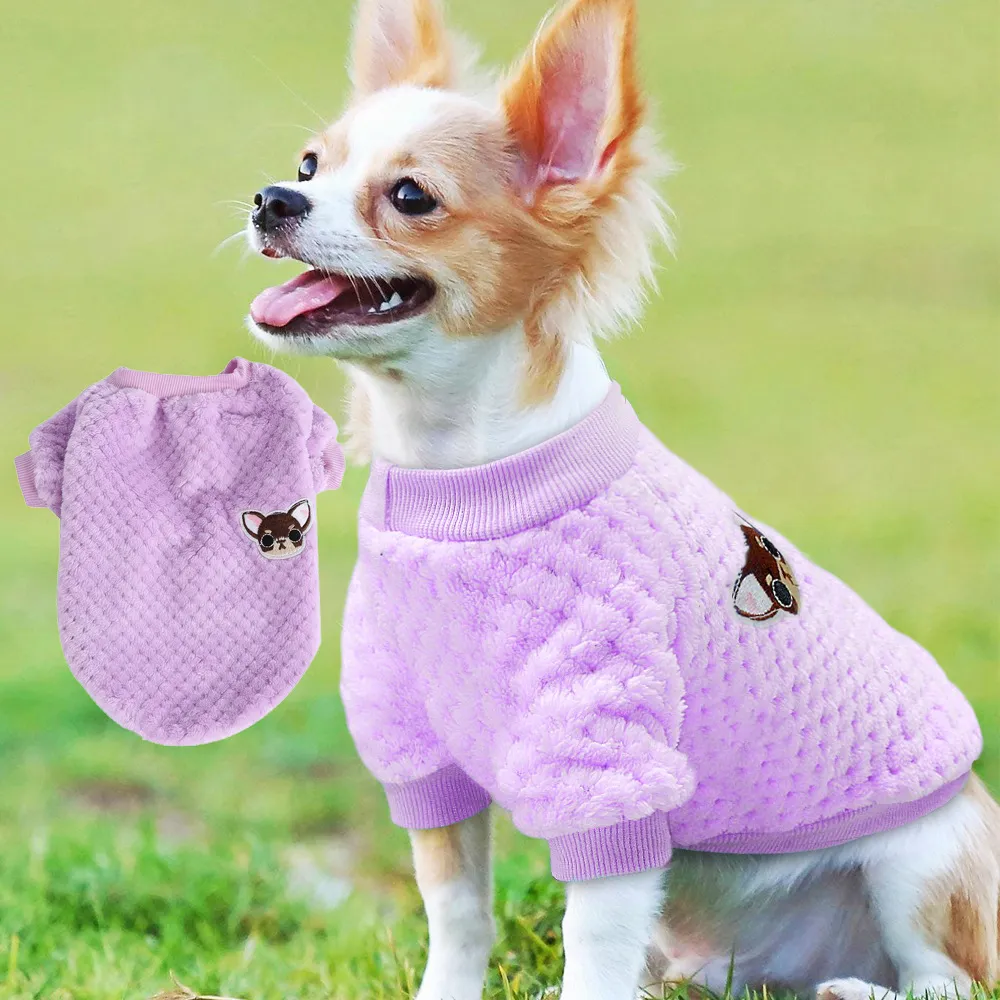 Winter Soft Warm Pet Dog Jacket Coat Dog Clothes Puppy Kitten Clothing For Small Medium Dogs - Purple