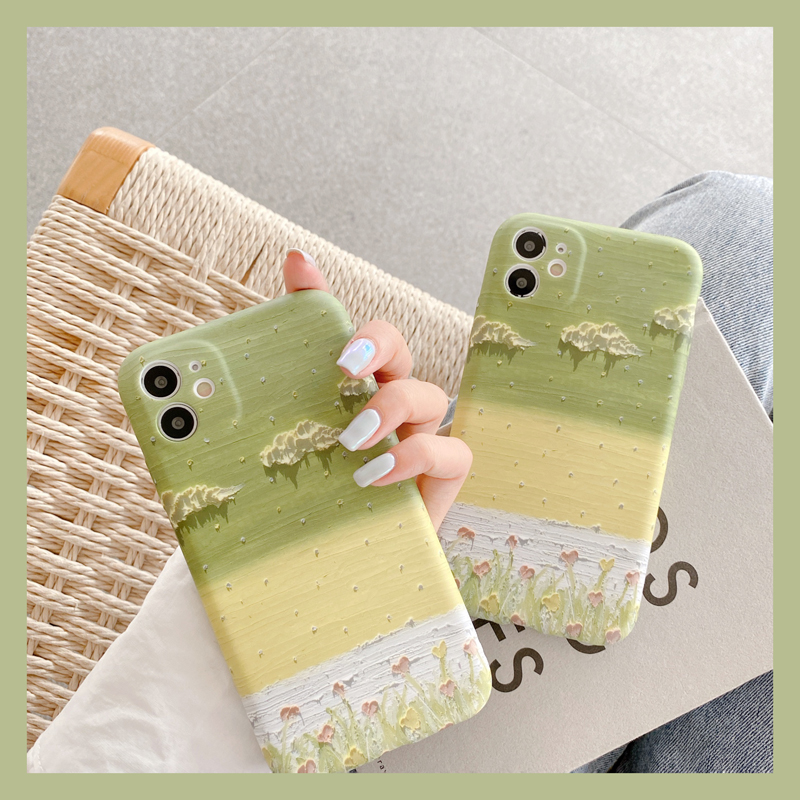 Green oil painting liquid phone case