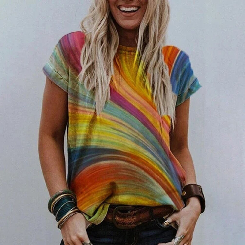 Positioning printed round neck short sleeves