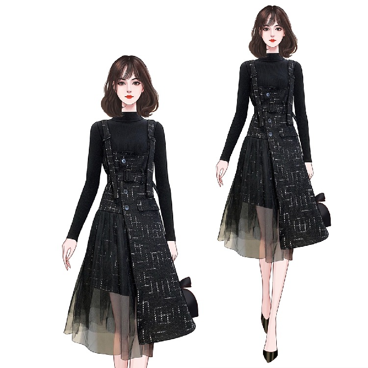 فستان بتصميم الحياكة الفرنسية