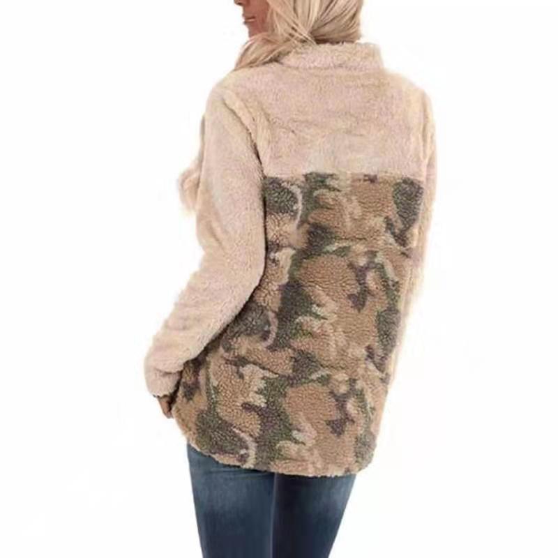Camouflage panelled stand collar jacket