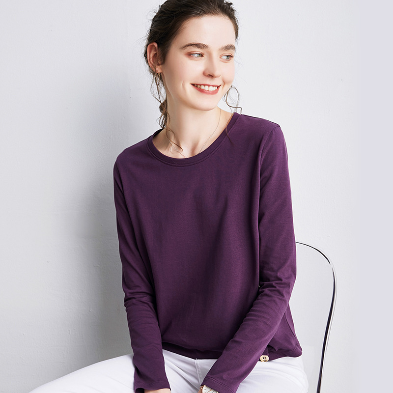 Irregular oblique breasted women round neck long sleeves