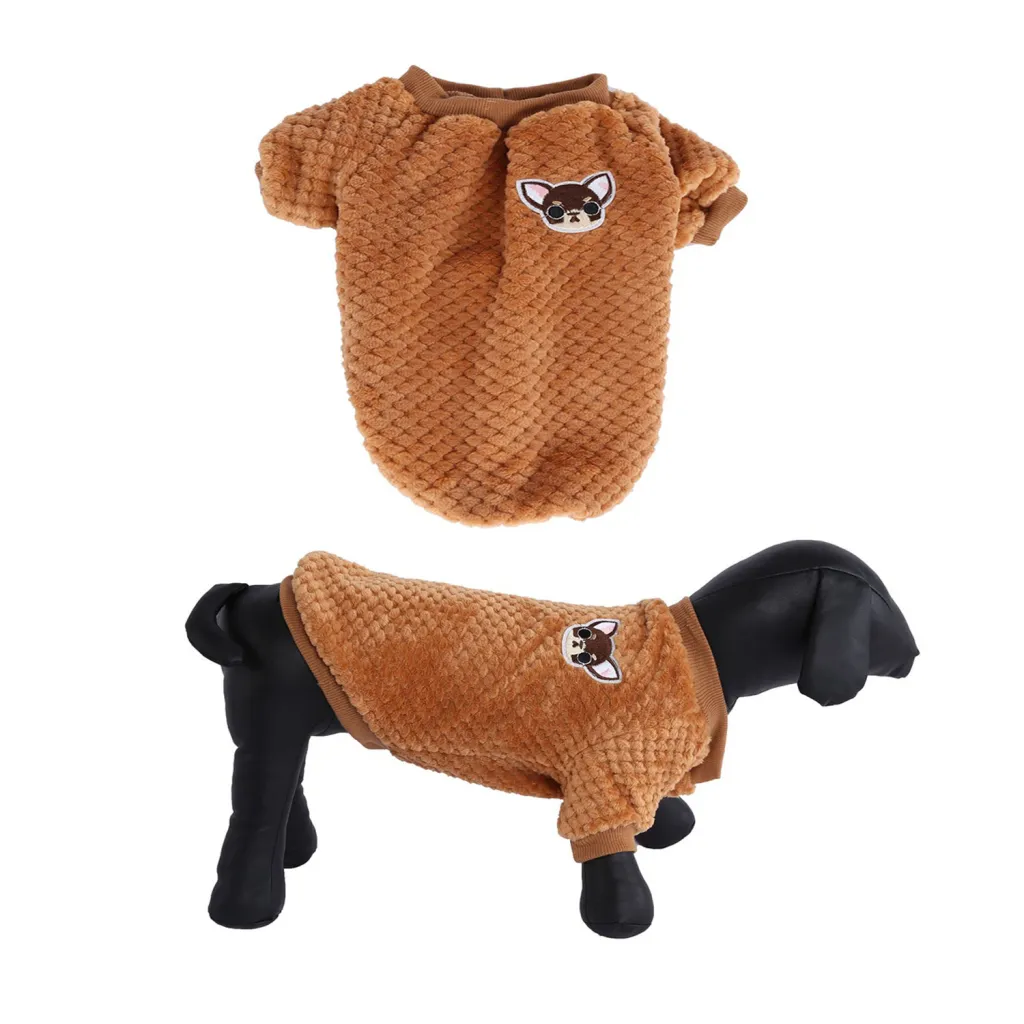 Winter Soft Warm Pet Dog Jacket Coat Dog Clothes Puppy Kitten Clothing For Small Medium Dogs - Coffee