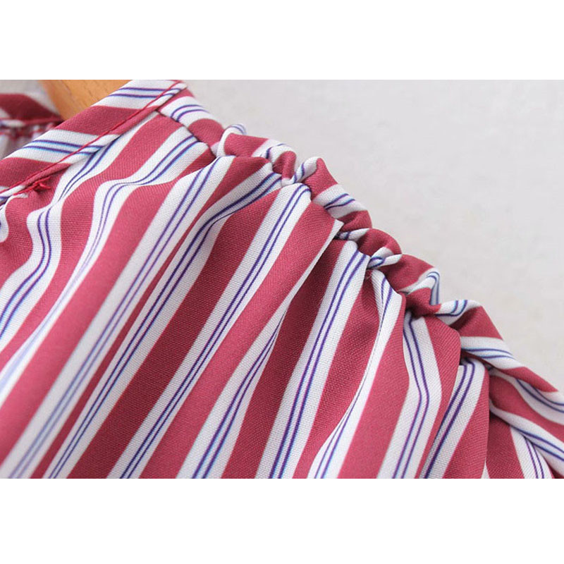 All-match slim-fit striped poplin top