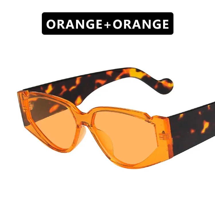 Triangle notch sunglasses with pattern temples - Orange