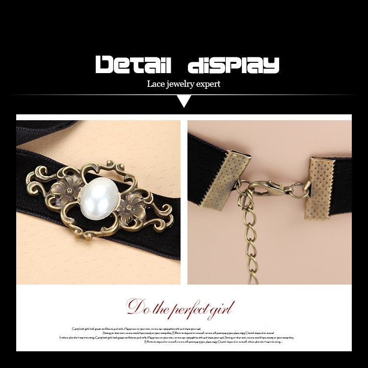 black velvet with micro-inlaid pearl necklace women's short clavicle chain