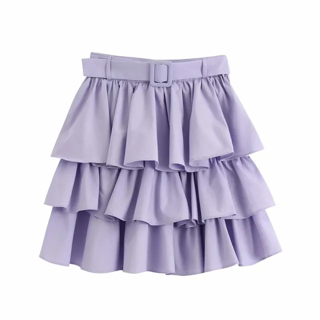 Layered mini skirt with belt - Shop at LoveMi