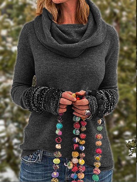 High neck long sleeve sweater