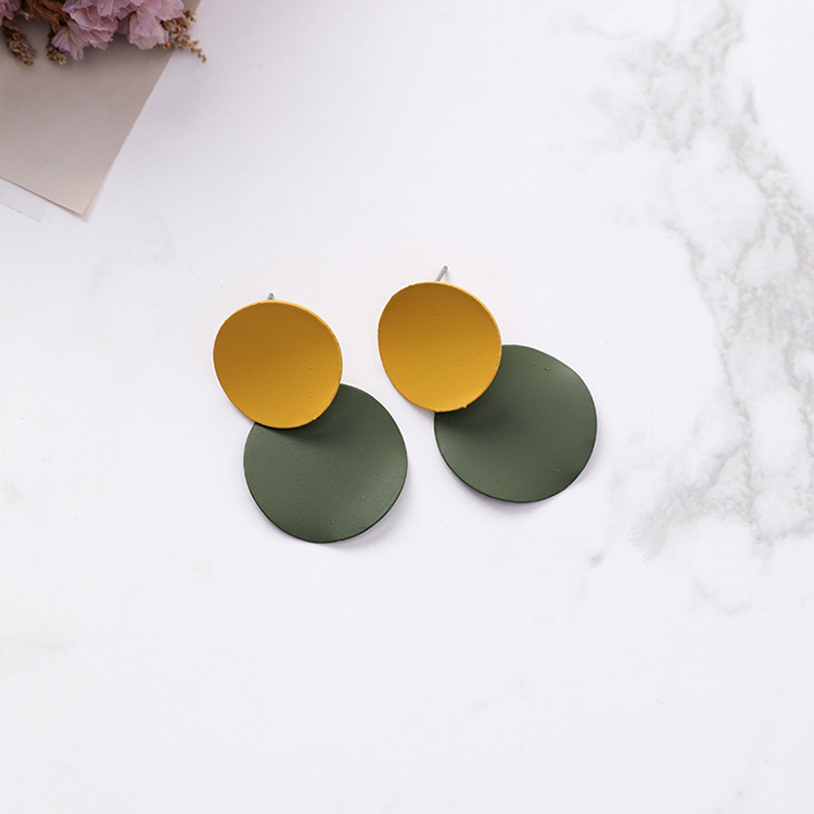 Geometric embossed disc earrings personality trend wild fashion earrings