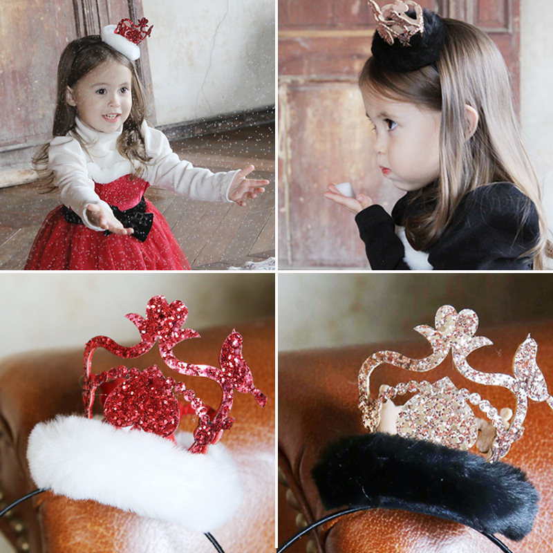 Shiny crown furry christmas headband