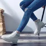 Short white Martin boots women tooling rhubarb boots Grey - Shop at LoveMi