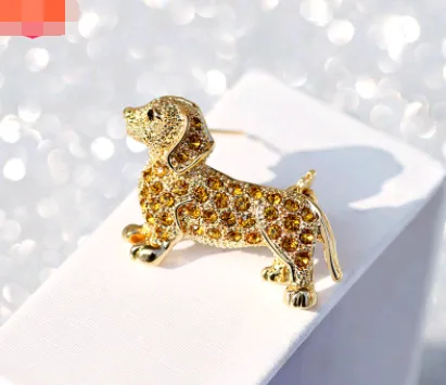 Full diamond cute cartoon animal brooch pin Golden - Shop at LoveMi