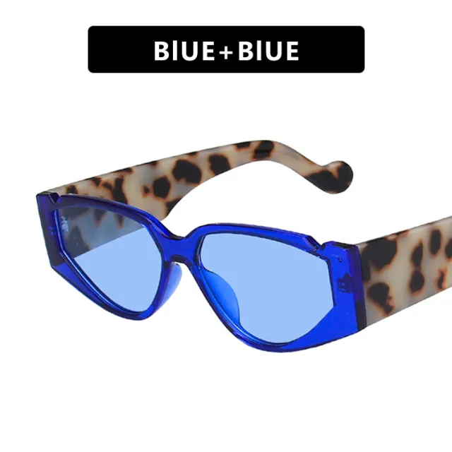 Triangle notch sunglasses with pattern temples Blue - Shop at LoveMi