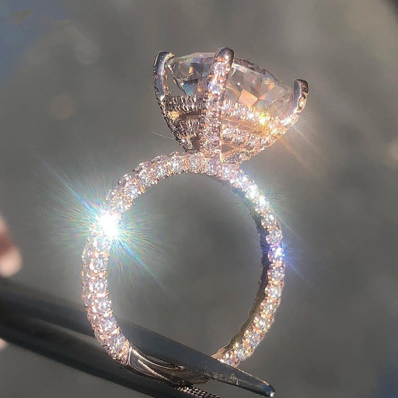 Square Super   Zircon Ring European And American Retro Temperament Female Ring