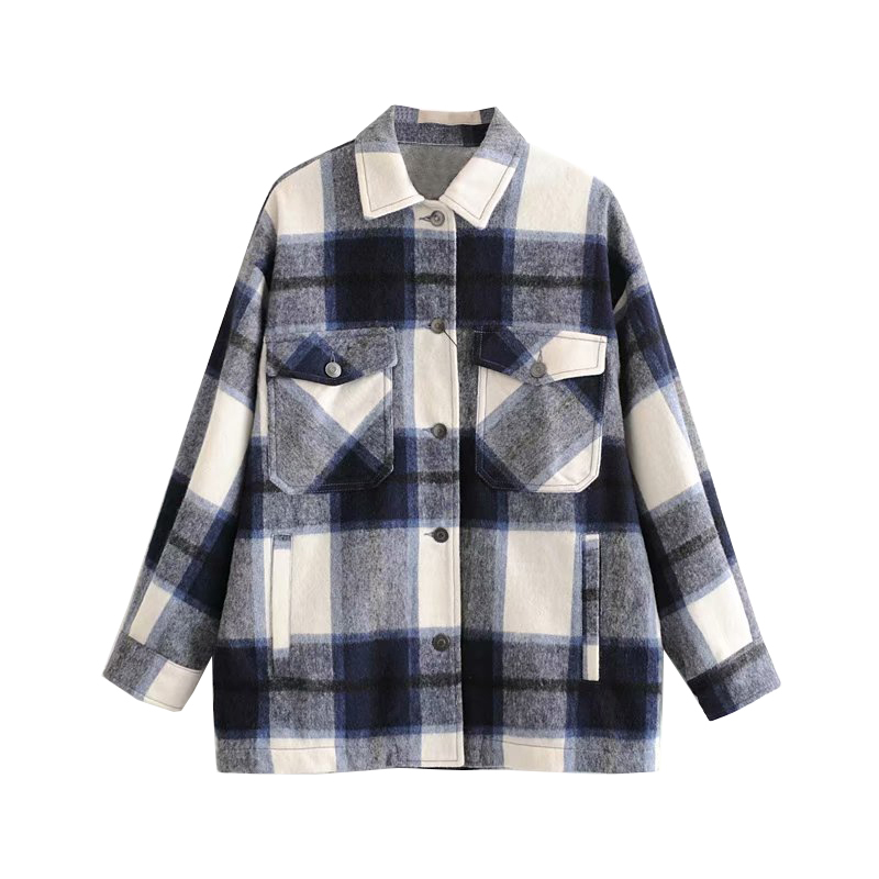 Ladies casual plaid shirt jacket