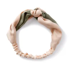 Two-colour stitching wide-brimmed cross hair band retro satin middle knotted colour headband headband - Rice Green - View 1