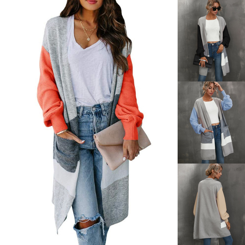 Color block mid-length sweater