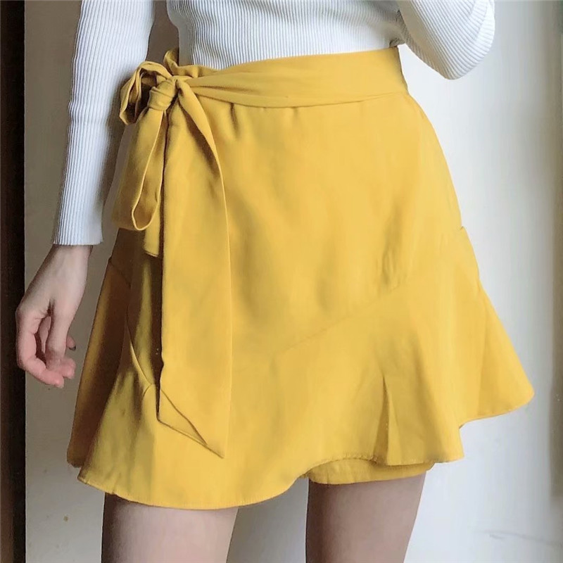 Layered decorative casual shorts skirt