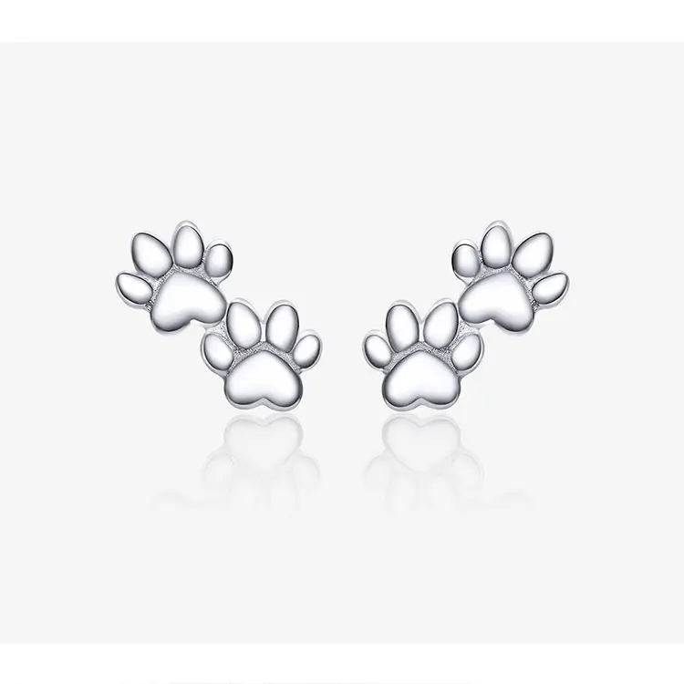 Pet footprints, silver earrings