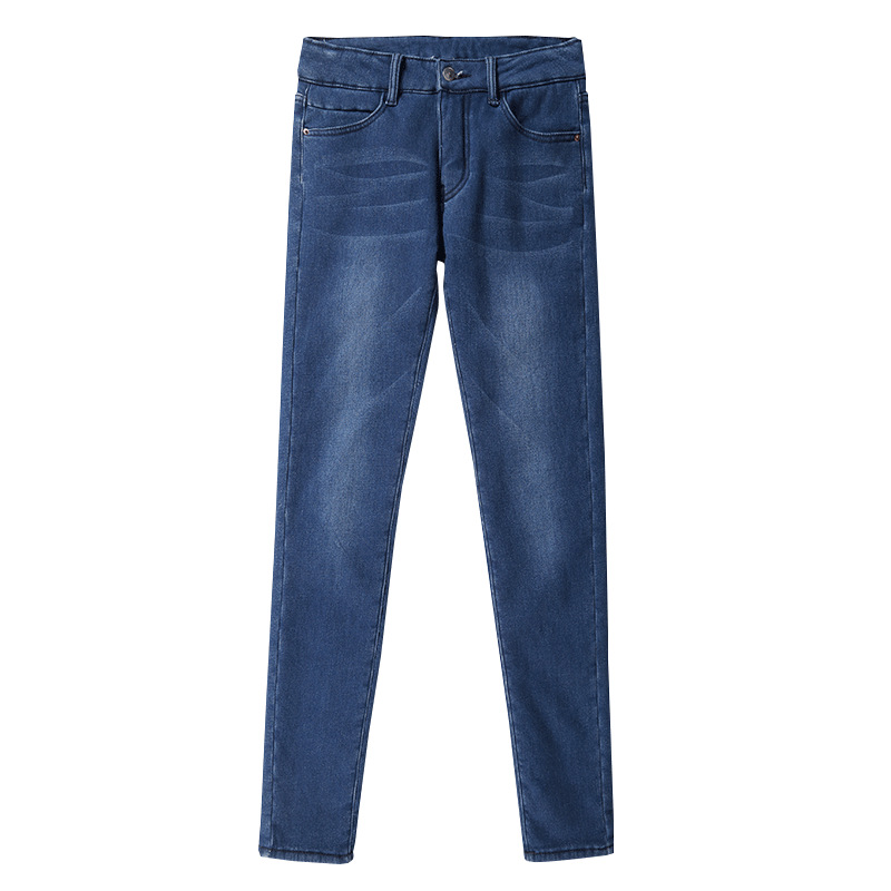 Thick lamb cashmere fashion stretch jeans